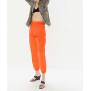 Urban Outfitters Bright Orange Nylon Jogger Pants Elastic Size Small